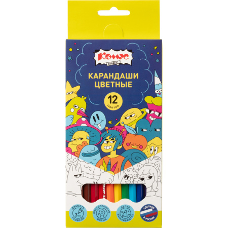 Карандаши цветные Комус Класс Максики 12 цветов  шестигранные