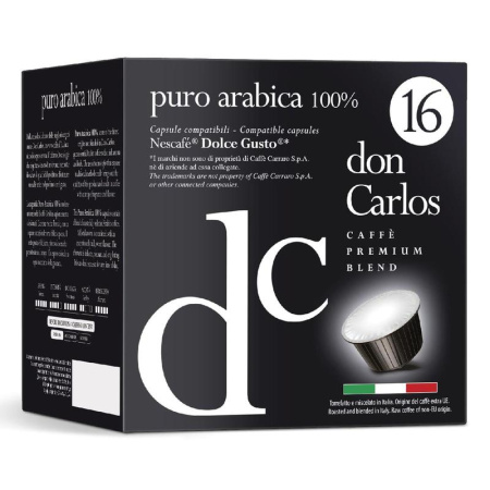 Кофе в капсулах для кофемашин Don Carlos Puro Arabica 100% (16 штук в  упаковке)