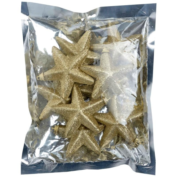 Набор новогодних украшений Золотистые звезды пенополистирол (диаметр 7.8  см, 9 штук в упаковке)