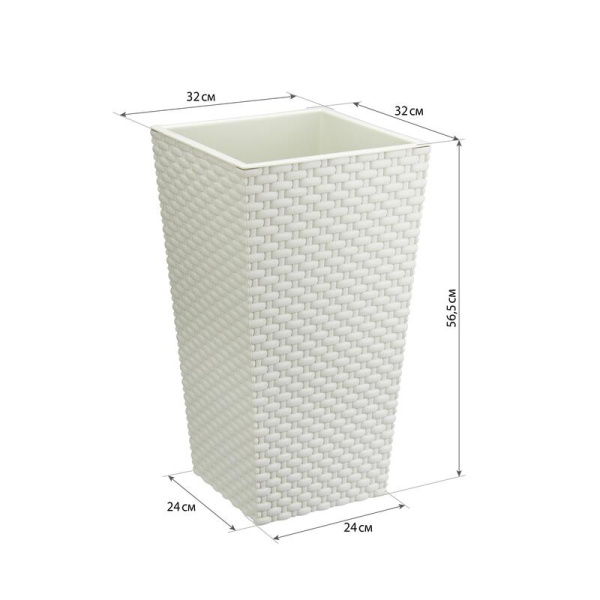 Кашпо Idea Ротанг белое (32x32x56.5 см)