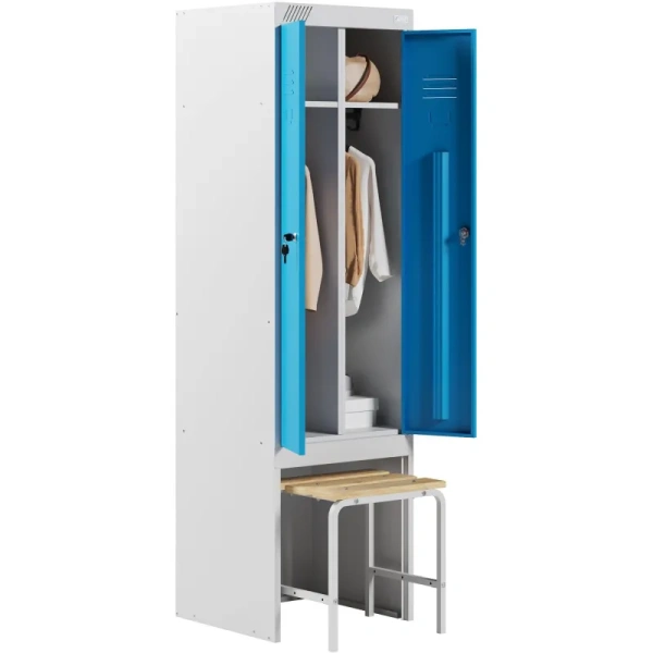 Шкаф для одежды металлический Металл-Завод ШРЭК-22-530 ВСК (синий/серый,  530х500х1850 мм)