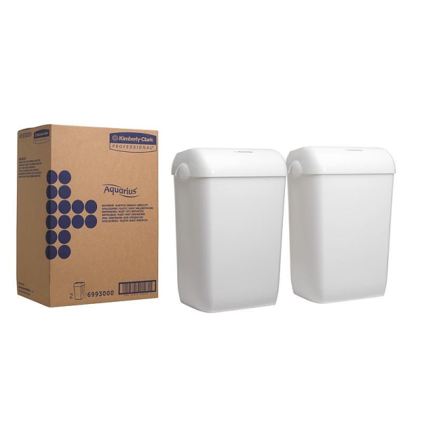 Корзина для мусора KIMBERLY-CLARK Aquarius 6993 43 л пластик белый  43x29x57 см (2 штуки в упаковке)