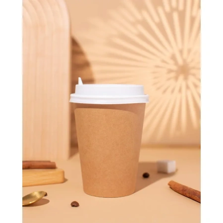 Стакан одноразовый бумажный 300 мл коричневый 50 штук в упаковке Комус Стандарт