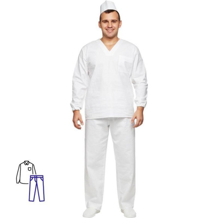 Костюм пекаря у05-КБР (ДР) с длинным рукавом белый бязь (размер 60-62,  рост 170-176)