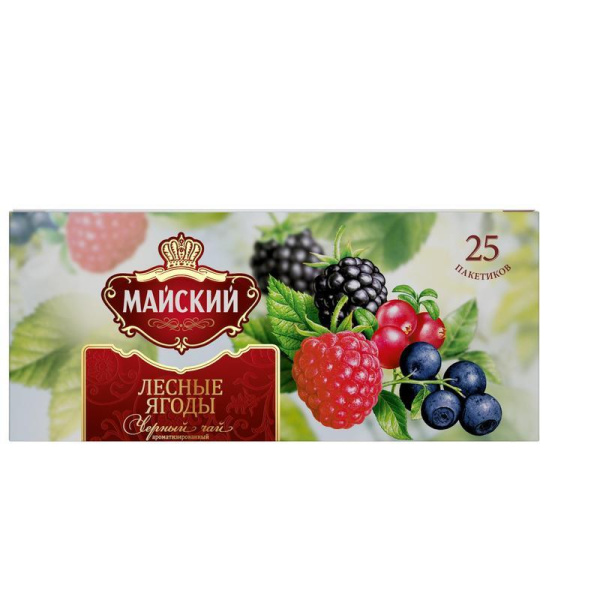 Чай Майский черный лесные ягоды 25 пакетиков