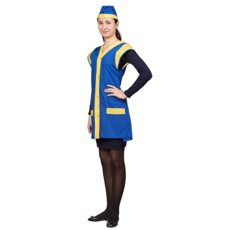 Фартук-сарафан Солнышко васильковый/желтый с пилоткой