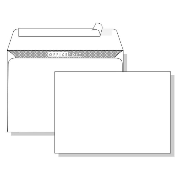 Конверт почтовый OfficePost С6 (114x162 мм) белый удаляемая лента (100 штук в упаковке)
