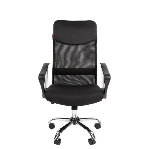 Кресло для руководителя Chairman 610 черное (искусственная  кожа/сетка/ткань, металл)