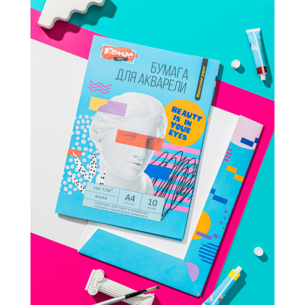 Бумага для рисования акварелью Комус Арт А4 10 листов (160 г/кв.м) Бумага для рисования акварелью Комус Арт А4 10 листов (160 г/кв.м)