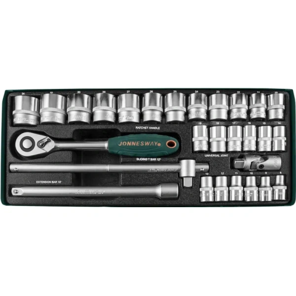 Набор головок торцевых Jonnesway 8-34 мм 1/2" 28 предметов (S04H4728S)