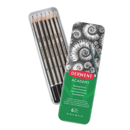 Набор карандашей чернографитных Derwent Academy Sketching Tin 6 штук 3B-2H Набор карандашей чернографитных Derwent Academy Sketching Tin 6 штук 3B-2H