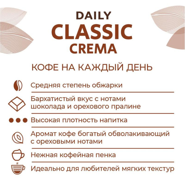 Кофе молотый Poetti Daily Classic Crema 250 г (вакуумный пакет)