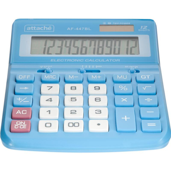 Калькулятор настольный Attache AF-447BL 12-разрядный голубой/белый  198x153x42 мм