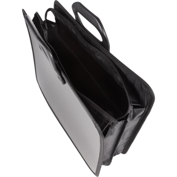 Папка-портфель пластиковая/нейлоновая Комус А4 черная (390x315 мм, 3  отделения)