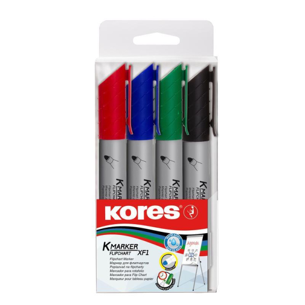 Набор маркеров для флипчартов Kores XF1 4 штуки (толщина линии 3 мм)