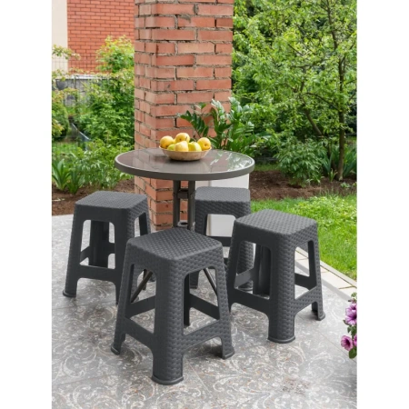 Табурет Ротанг квадратный серый (полипропилен)