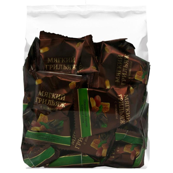 Конфеты шоколадные Мягкий грильяж с изюмом 500 г