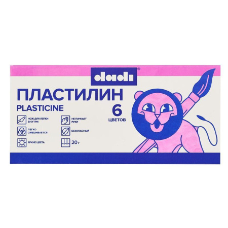 Пластилин классический Dadi 6 цветов 120 г со стеком