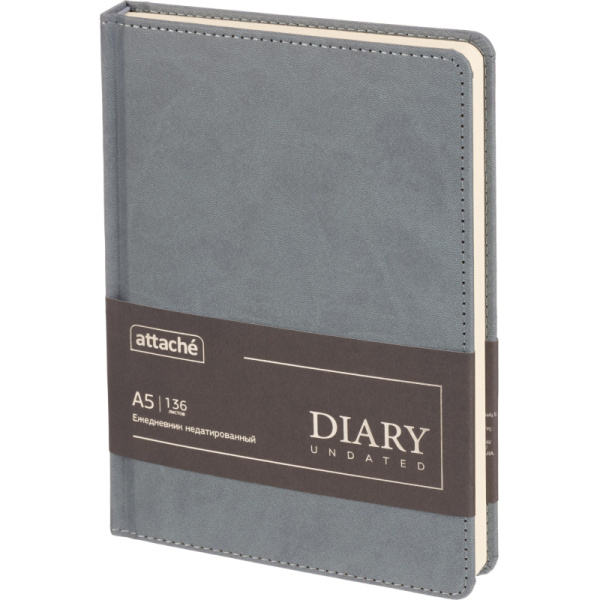Ежедневник недатированный Attache Classic искусственная кожа тиснение А5  136 листов серый