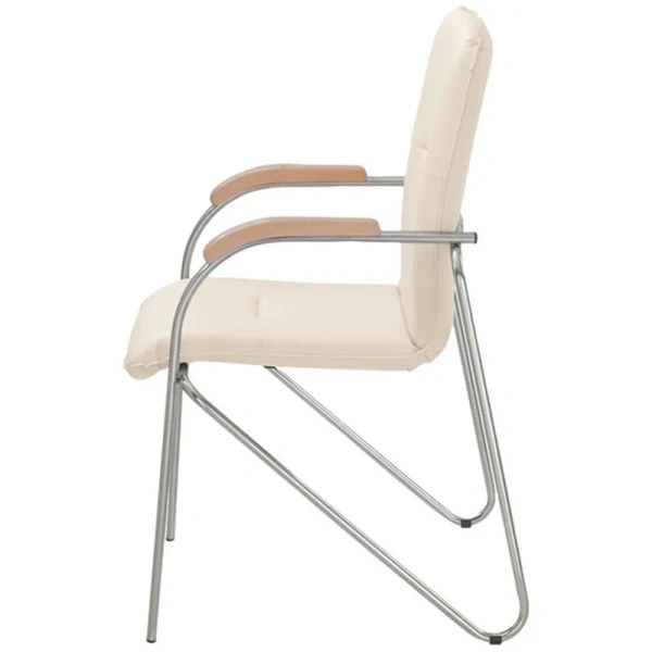 Конференц-кресло Easy Chair Samba бежевый/бук (искусственная кожа,  металл хромированный)