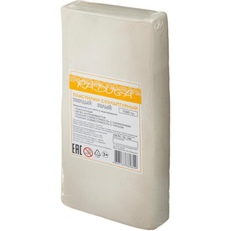 Пластилин скульптурный белый твердый 1 кг Пластилин скульптурный белый твердый 1 кг