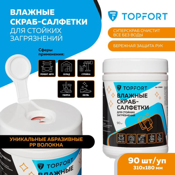 Салфетки влажные для рук TOPFORT Скраб