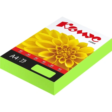 Бумага цветная для печати Комус Color зеленая неон (А4, 75 г/кв.м, 500   листов)