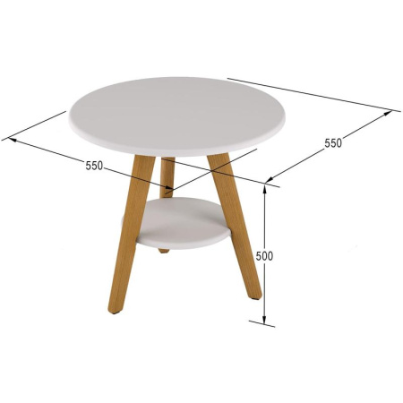 Стол журнальный Хог (белый/бежевый, 550х550х500 мм)