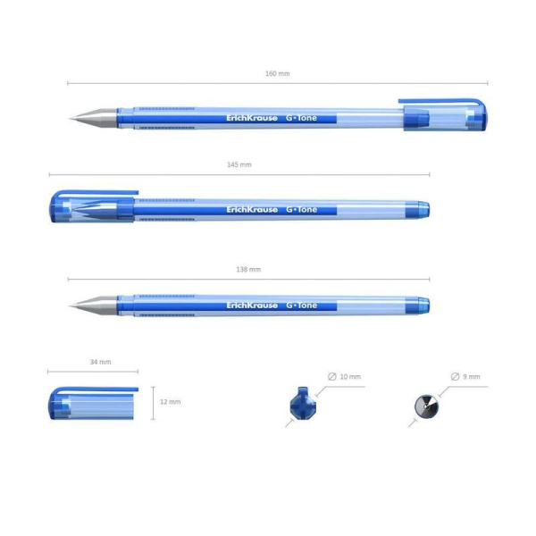 Ручка гелевая неавтоматическая ErichKrause G-Tone синяя (толщина линии  0.4 мм)