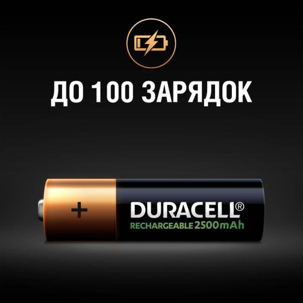 Аккумуляторные батарейки Duracell АА HR6 4 штуки (2400/2500 мАч, Ni-Mh)
