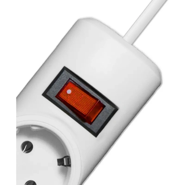 Сетевой фильтр Progix PG230 на 2 розетки 2 метра с заземлением и  выключателем белый