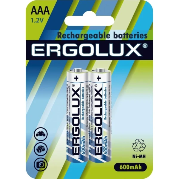 Аккумулятор AAA 600 мАч Ergolux 2 штуки в упаковке Ni-Mh (12977)