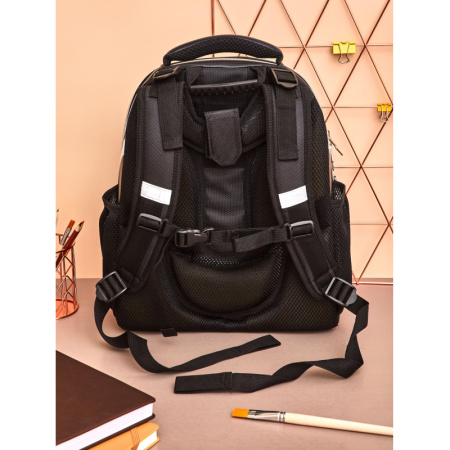 Ранец Комус Класс Basic Медвежонок анатомический чёрный с двумя  отделениями