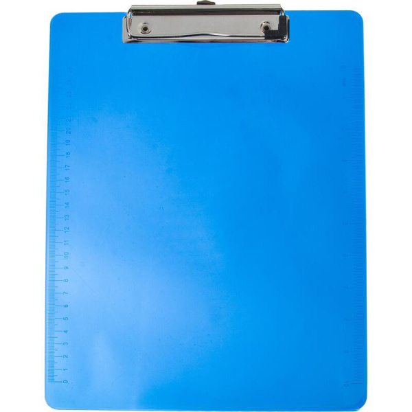 Папка-планшет с зажимом Attache A4 пластиковая прозрачная синяя