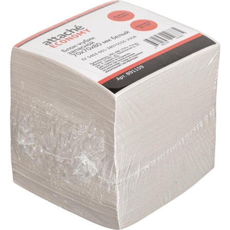 Блок для записей Attache 70x70x80 мм белый (плотность 65 г/кв.м)