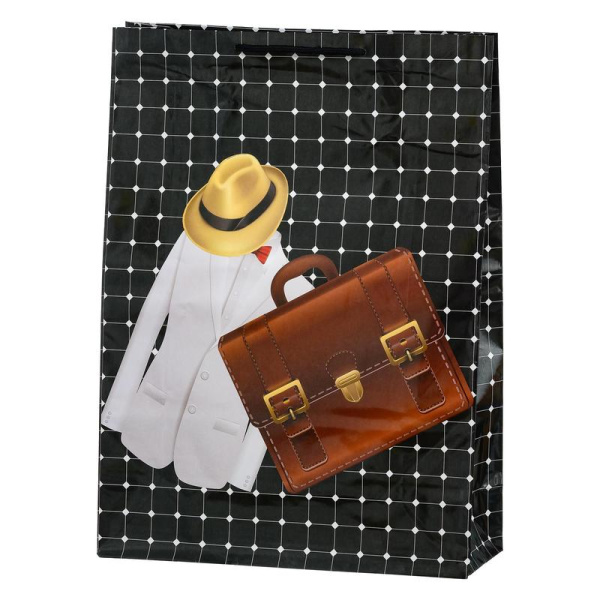 Пакет подарочный бумажный Мужская тематика Fashion (32x44x11 см)