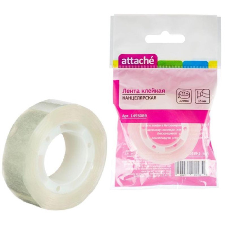 Клейкая лента канцелярская Attache прозрачная 15 мм x 33 м