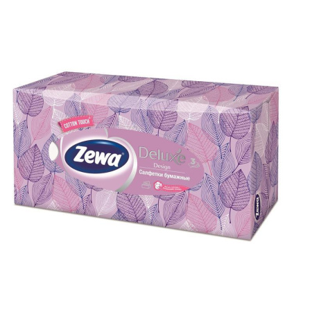 Салфетки косметические Zewa Deluxe 3-слойные (90 штук в упаковке)