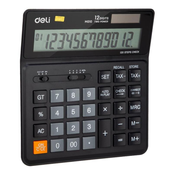 Калькулятор настольный Deli EM01020 12-разрядный черный 160х150х33 мм