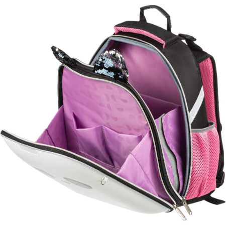 Ранец №1 School анатомический Panda (экокожа, пайетки двусторонние)