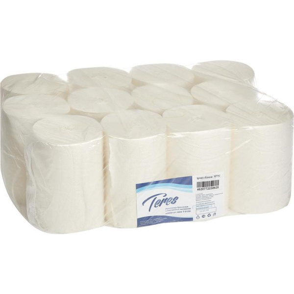 Полотенца бумажные в рулонах Терес Комфорт мини 1-слойные 12 рулонов по 120 метров