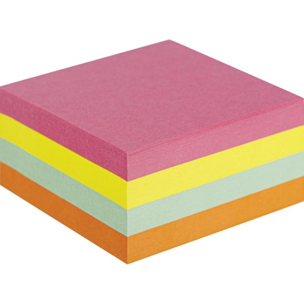 Стикеры Комус 76х76 мм неоновые 4 цвета (1 блок, 400 листов)