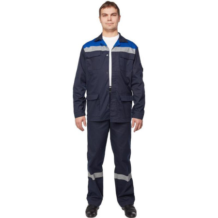 Костюм рабочий летний мужской л05-КБР с СОП синий/васильковый (размер 48-50, рост 170-176)