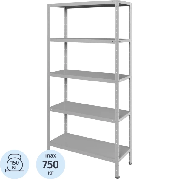 Стеллаж металлический Практик MSStr200/100х40/5Ком 5 полок 1000х400х2000  мм