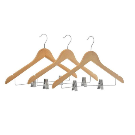 Вешалка-плечики деревянная Attache HH128 с клипсами натуральная