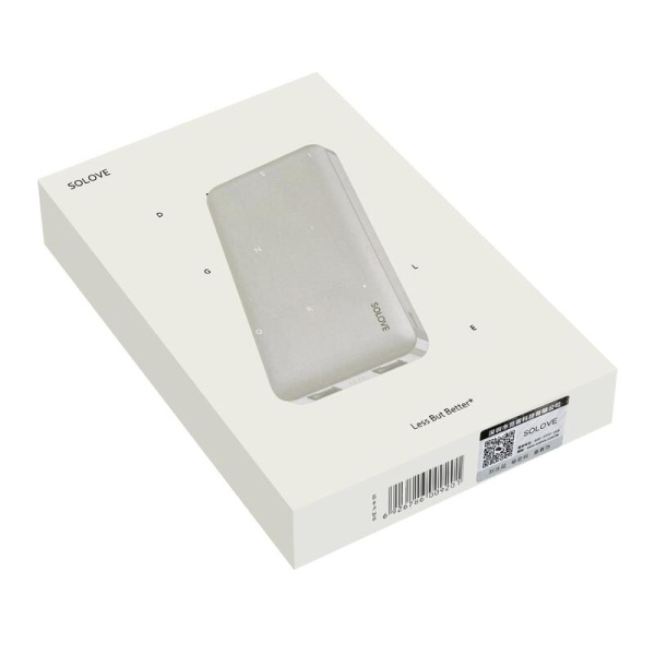 Внешний аккумулятор (power bank) Solove 001M+ (10000 мАч, белый, 001M+  White RUS)