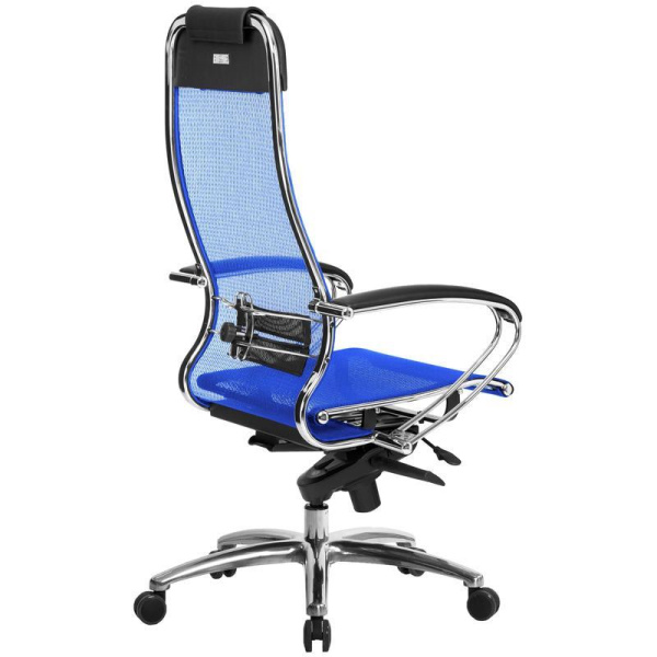 Кресло для руководителя Метта Samurai S-1.04 синее (сетка/искусственная кожа/металл)