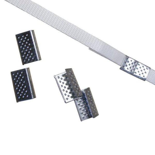 Скобы металлические для полипропиленовой стреппинг-ленты шириной 12 мм (1000 штук в упаковке)