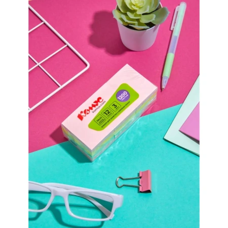 Стикеры Комус 38x51 мм неоновые 3 цвета (12 блоков по 100 листов)