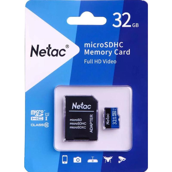 Карта памяти 32 ГБ microSDHC Netac P500 Standard UHS-I U1  (NT02P500STN-032G-R)